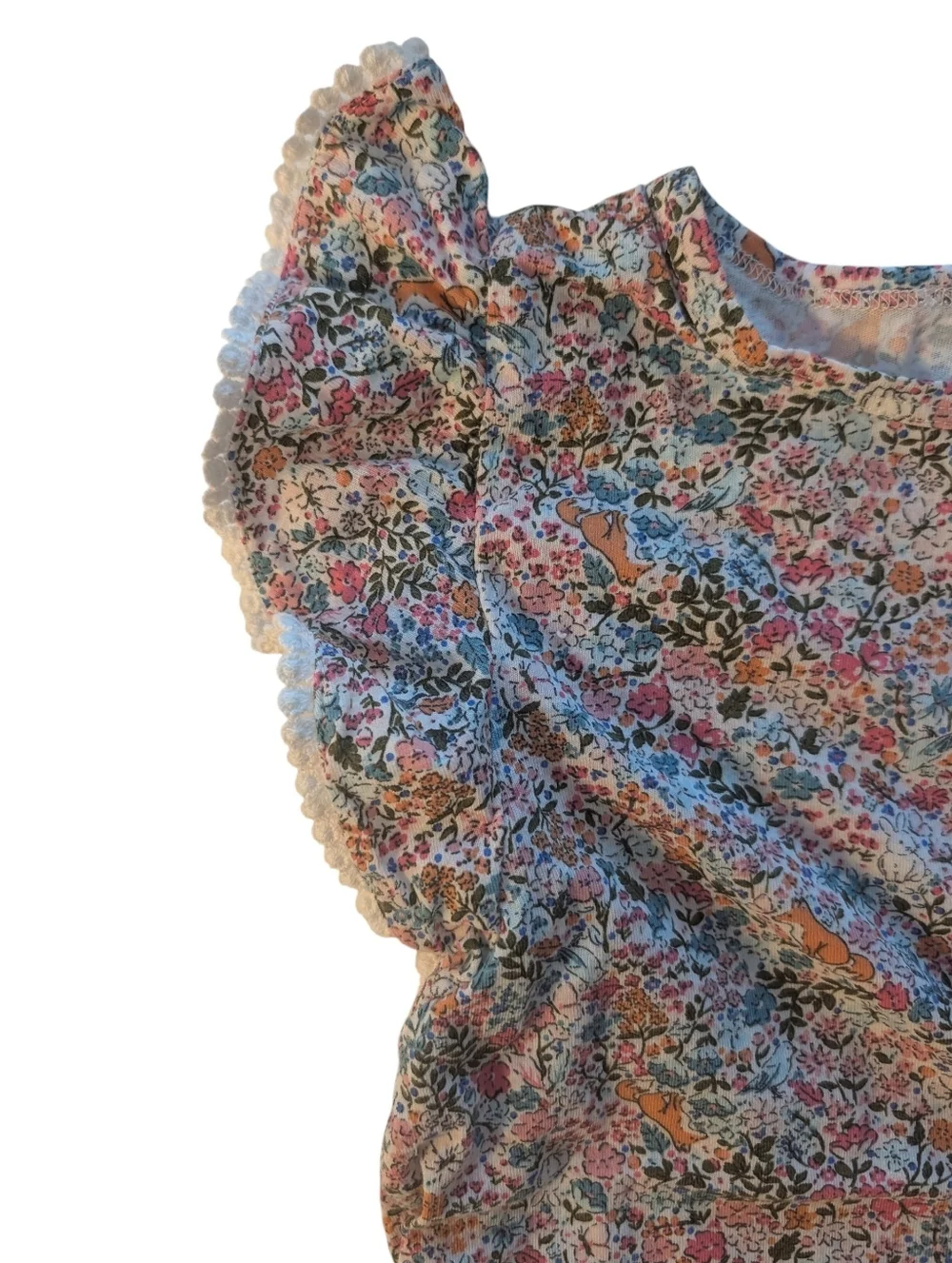 Carter's Girls Floral Ruffle Sleeve Top - Multicolor Cotton Size 6